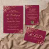 Elegant Burgundy Red & Gold Stylish Text Wedding Acryleinladungen (Personalisiere diese Kollektion eines unabhängigen Creators.)