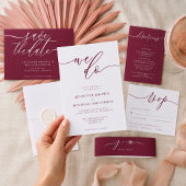 Burgundy Simple New Weds Wedding-Adresse