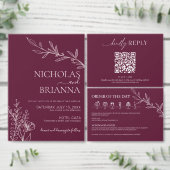 Modern Burgundy Boho Wedding Simple Elegant RSVP Karte (Personalisiere diese Kollektion eines unabhängigen Creators.)