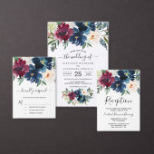 Hochzeit der Blume der Watercolor Burgundy Navy Serviette (Personalisiere diese Kollektion eines unabhängigen Creators.)