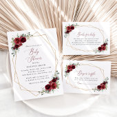 Burgund-Blume, Rote Blume, Babydusche All In One Einladung