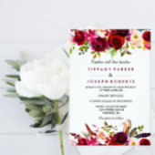 Burgundy Boho Floral Spring Engagement Party Einladung