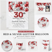 Budget Maroon Red Silver Balloon Glitzer Geburtsta