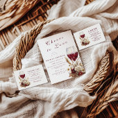 Burgundy Wine Glass Floral Bridal Shower Serviette