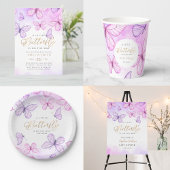 A Little Butterfly Purple & pink girl Baby Shower Serviette