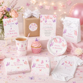 Rosa lila Schmetterlings-Geburtstag Pappteller