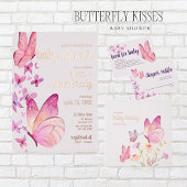 Butterfly Kisses Baby Shower | Kein Text | Lila Pappteller