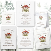 Minimalistisch Brown Maroon Mushroom Thema Kinderd Einladung