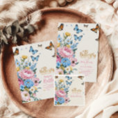 Butterfly Pink Rose Garden Girl Diapper Raffle Begleitkarte