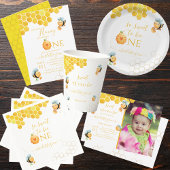 Danke für das Buzzing von 1. Bee Birthday Runder Aufkleber