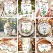 Fiesta Cactus Watercolor Baby Gender Reveal Party Einladung