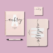 Girly Monogram Calligraphy Blush Pink Notizblock