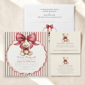 Red Bow Teddy Bear Baby Shower Plates Pappteller