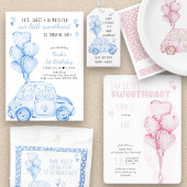 Valentine Sweetheart Pink Balloons 1. Geburtstag Einladung