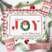 Cozy Red JOY Wreath Christmas Return Address Label