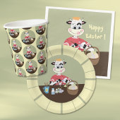 Happy Easter egg painting event button