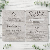 Carved Sweethearts Rustic Birch Wood Monogram Save The Date (Personalisiere diese Kollektion eines unabhängigen Creators.)