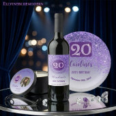 Pretty Falling Purple Glitter 20th Birthday Große Geschenktüte