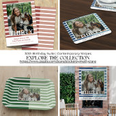 Modern Minimalist Striped 30th Birthday Photo Wandteppich