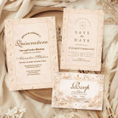 Celestial Gold Moon Quinceañera Save The Date