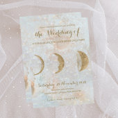 Zodiac Moon Celestial Ice Blue Gold Flat Card