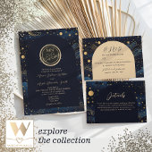 Celestial Navy Gold Wedding Save The Date