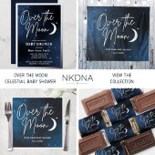 Über dem Mond Name Datum Thema Kinderdusche Runder Aufkleber