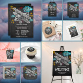 Chalkboard Adventure erwartet Airplane Baby Shower Dankeskarte