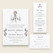 Elegant Chandelier Pink Bow Sketch Save the Date