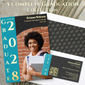 Charcoal Modern Graduation Photo Cap Pattern Tischdecke
