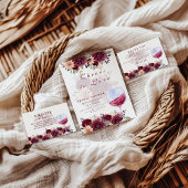 Cheers to Love Burgundy Floral Bridal Shower Einladung