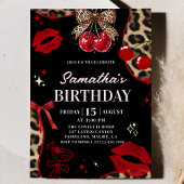 Cheetah Coquette Cherry On Top Birthday Invitation Einladung