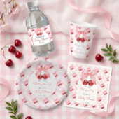Pink Coquette Bow Cherry auf Top Baby Dusche Einladung