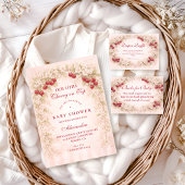 Cherry Bloom Floral Baby Shower  Einladung