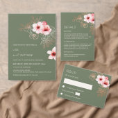Rosa Kirschblüten-Sage-Grün-Hochzeit Serviette (Personalisiere diese Kollektion eines unabhängigen Creators.)