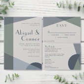 Chic Abstrakt Geometric Sage Navy Dusty Blue RSVP Karte (Personalisiere diese Kollektion eines unabhängigen Creators.)