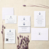 Blue Anchor Classic Nautical MONOGRAM Wedding Acryleinladungen (Personalisiere diese Kollektion eines unabhängigen Creators.)