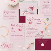 Rosa Blush & Crimson Red Wedding Geschenkschachtel