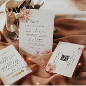 Blush Pink Floral Elegante Script Hochzeit RSVP Begleitkarte
