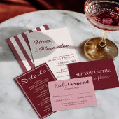Classy Deep Red Cream Fancy Chic Wedding Save The Date