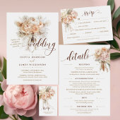Chic Elegant Boho Style Blumenschrift Wedding Folieneinladung