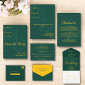 Minimal Grün und Gold Monogram Elegant Wedding Save The Date