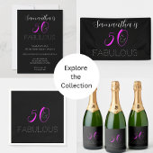 Chic 50 und fabelhafte Hot Pink Black Birthday Par Pappteller