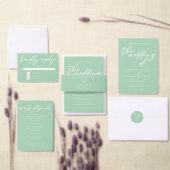 Chic Mint Green White Script Engagement Party Einladung (Personalisiere diese Kollektion eines unabhängigen Creators.)