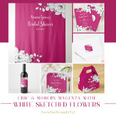 Chic Modern Magenta White Floral Dankeskarte
