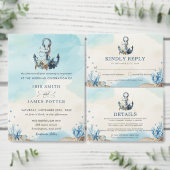 Chic Nautical Anchor Modern Beach Wedding Runder Aufkleber (Personalisiere diese Kollektion eines unabhängigen Creators.)