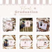 Chic Pink Floral Graduation Party Einladung