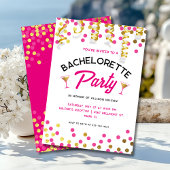 Chic Hot Pink & Gold Dots Bachelorette Party Button