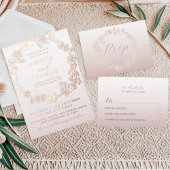 Eleganter QR Code Rose Gold Einfache UAWG Hochzeit RSVP Karte