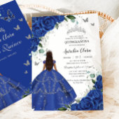 Quinceañera Royal Blue Rose Vintages Silber Einladung